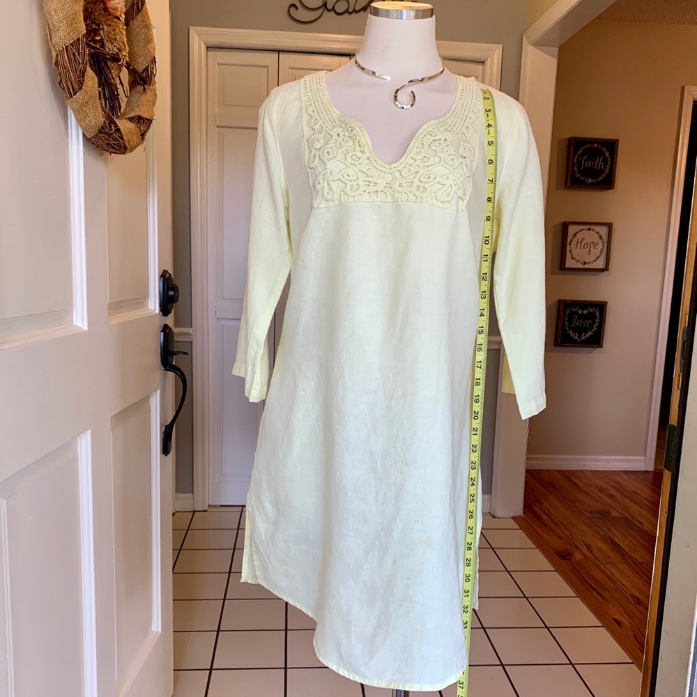 🌟Yellow Linen Yellow Tunic-embroidered